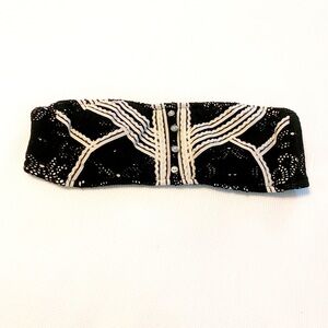 Betsey Johnson Bikini Strapless Top Lace with buttons Size Large Black